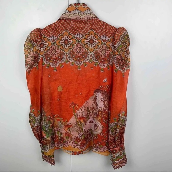 Zimmermann Kaleidoscope Linen & Silk Blend Shirt Blouse in Aries Size AU 1 - Picture 7 of 16